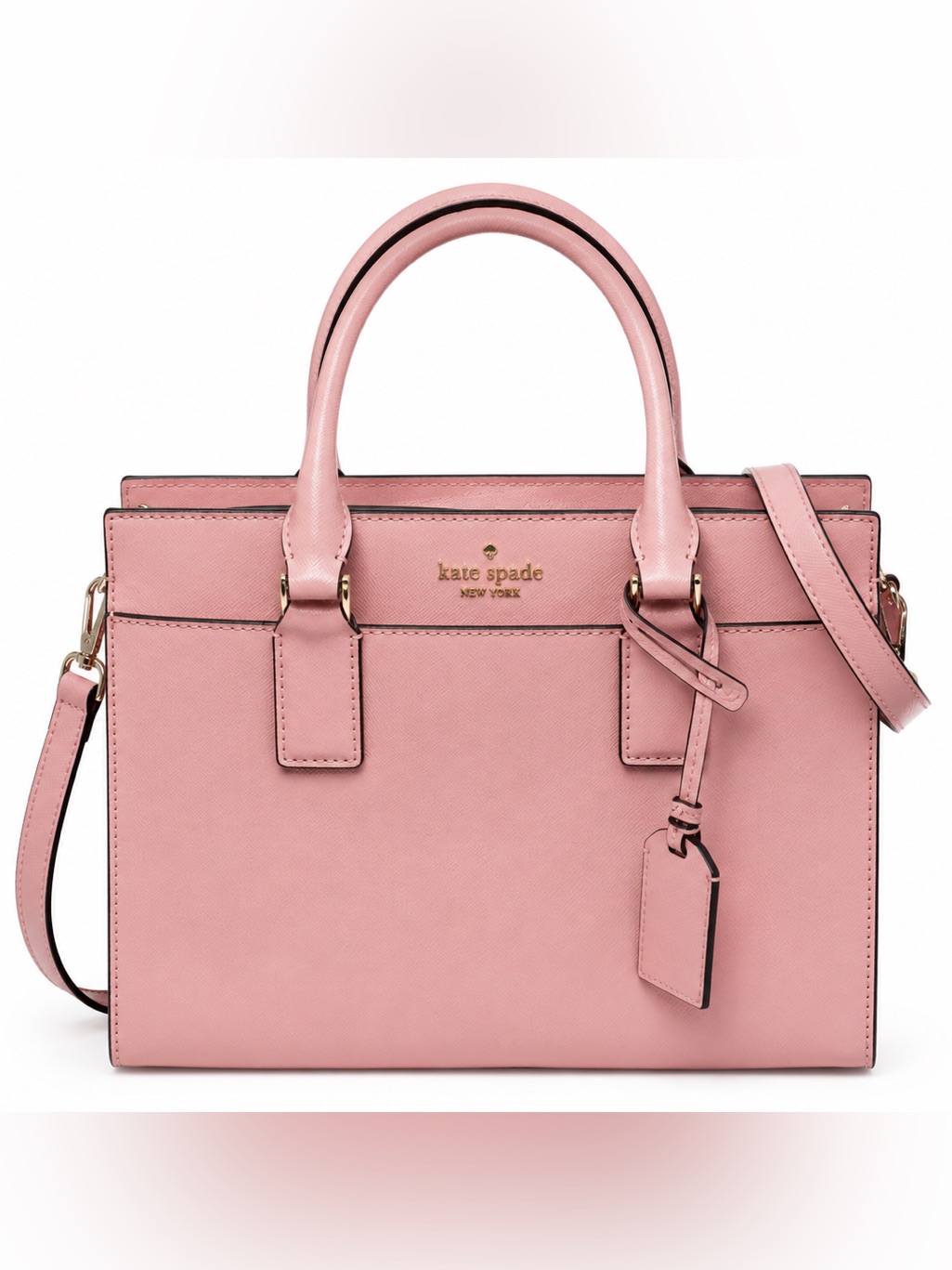 Kate Spade Pink Saffiano Satchel With Gold Hardware